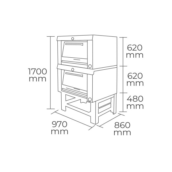 Horno de doble cámara alta para bandejas de 65x65 cm - Imagen 2