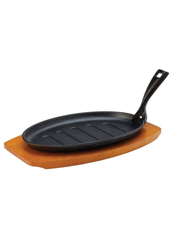 Plato Ovalado de Fierro con Base de Madera 27 cm Utopia