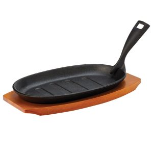 Plato Ovalado de Fierro con Base de Madera 24 cm Utopia