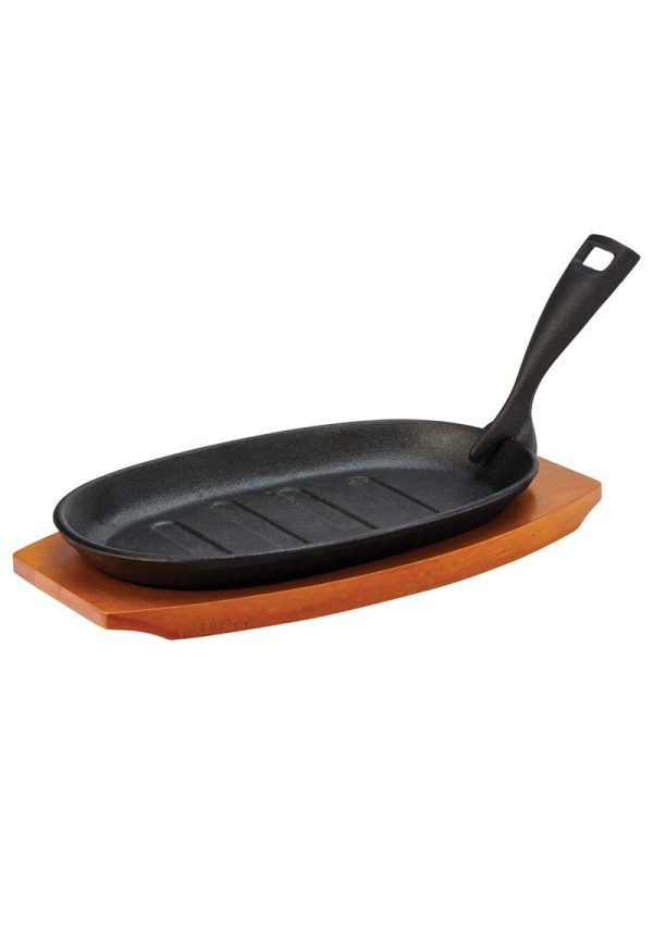 Plato Ovalado de Fierro con Base de Madera 24 cm Utopia