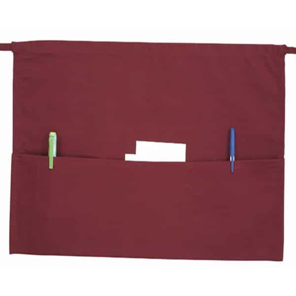 Mandil Corto Color Burdeo con 3 Bolsillos 55x30 cm Winco