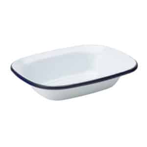 Fuente Enlozado Blanca Borde Azul 16cm