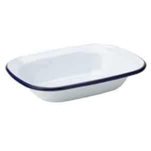 Fuente Enlozado Blanco Borde Azul 20cm